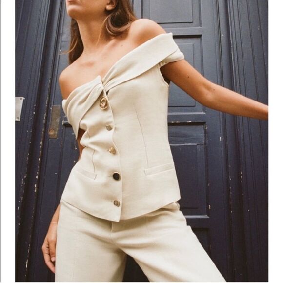 ZARA Linen Off Shoulder Top - Picture 6 of 12